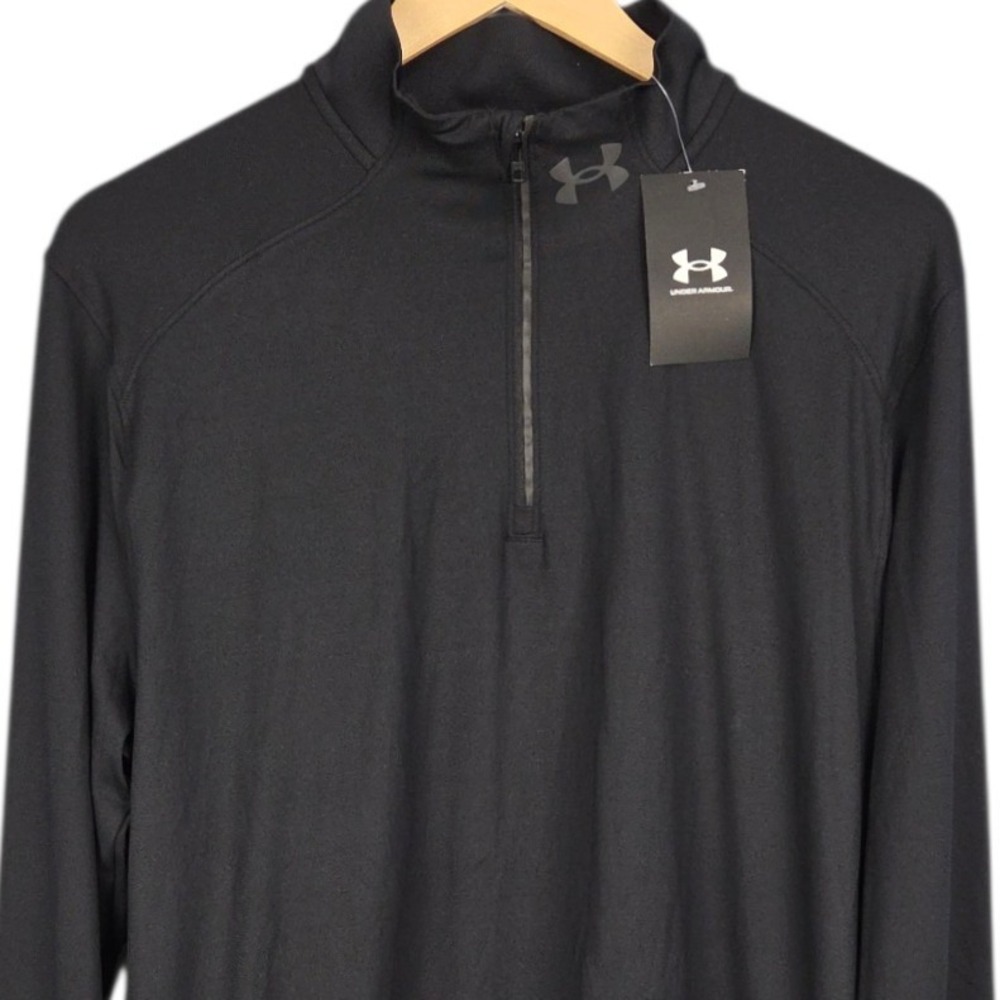 Under Armour 1/4 Zip Pullover Mens Large Black Qualifier Run Long Sleeve NWT - Picture 1 of 8